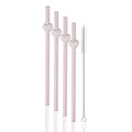 Axyaa Heart Glass Straws: Reusable, Eco-Friendly, 4-Pack with Cleaning Brush