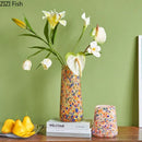 Axyaa Glass Vase with Artificial Flowers for Desk Decoration and Room Aesthetic