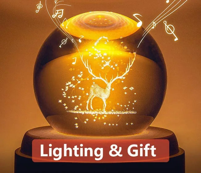 Axyaa Crystal Ball Music Box: Rotating Light Projection, Perfect Gift for Birthday or Valentine's Day