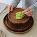 Axya Solid Wood Round Tray for Fruits, Tea Cups, and Tableware