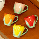 Axya Tulip Ceramic Mug: Hand-painted Flower Coffee Cup, Breakfast Milk Tea Glass