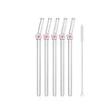 Axyaa Glass Flower Straws Set for Cocktails & Smoothies