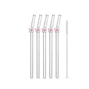 Axyaa Glass Flower Straws Set for Cocktails & Smoothies