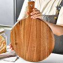 Axyaa Circular Acacia Wood Cutting Board with Handle