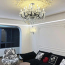 Axyaa Crystal LED Chandelier: Elegant Black Glass E14 Candle Light for Home Decor