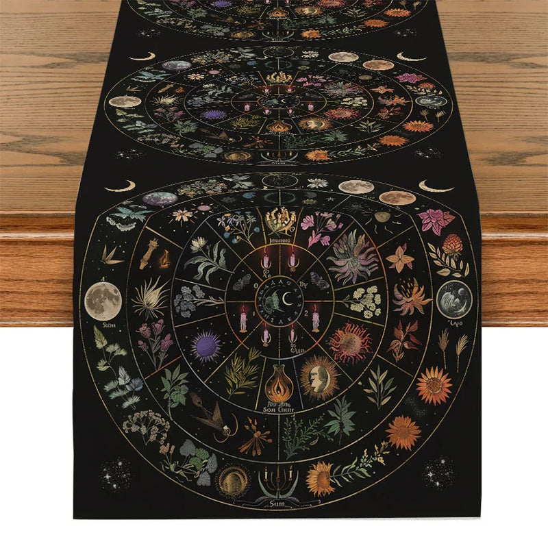 Axyaa Astrology Sun Moon Table Runner for Home Wedding Centerpieces
