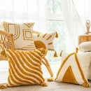 Axyaa Boho Golden Sun Fringe Velvet Pillowcase - Romantic Geometric Design