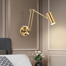 Axyaa Swing Arm LED Wall Sconce - Telescopic Rocker Switch Bedside Lamp