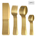 Axyaa 24pc Gold Stainless Steel Cutlery Set - Retro Style for Kitchen & Restaurant