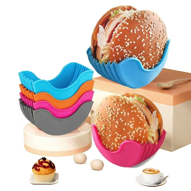 Silicone Burger Tray: Reusable Sandwich Holder by Axyaa for Kitchen Storage