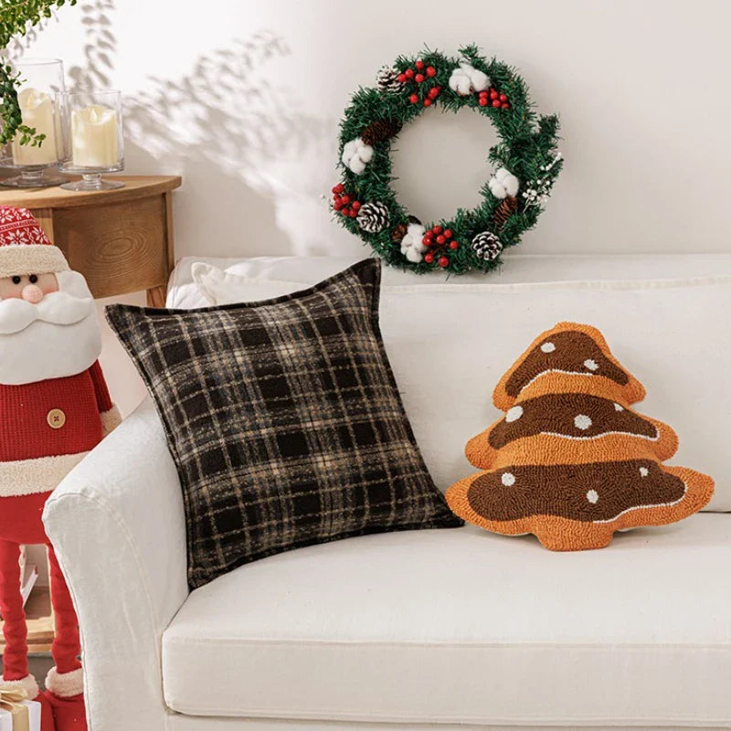 Axyaa Christmas Tree Plaid Cushion Cover in Various Sizes