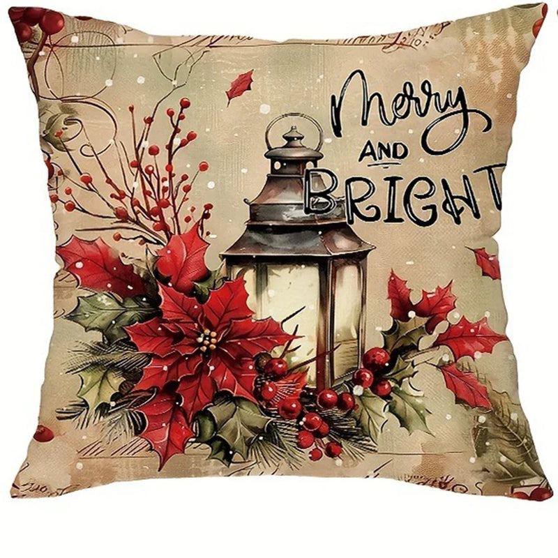Axyaa Retro Christmas Reindeer Pillowcase Cover