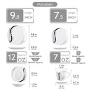 Axyaa 30/60-Piece Black Lines Porcelain Ceramic Tableware Set - Plates, Cups, Saucers