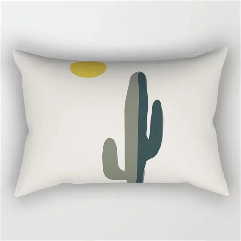 Axyaa Geometric Leaf Plant Print Pillowcase - Modern Nordic Sofa Cushion Cover