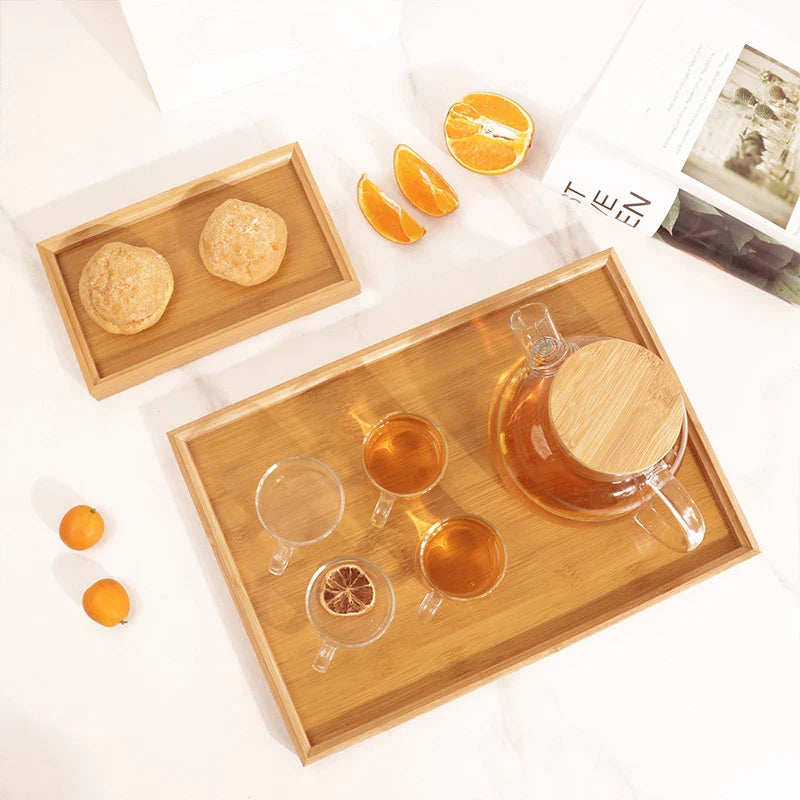 Axyaa Bamboo Tea Tray, Food Storage, Dinner Plate, Kitchen Tableware