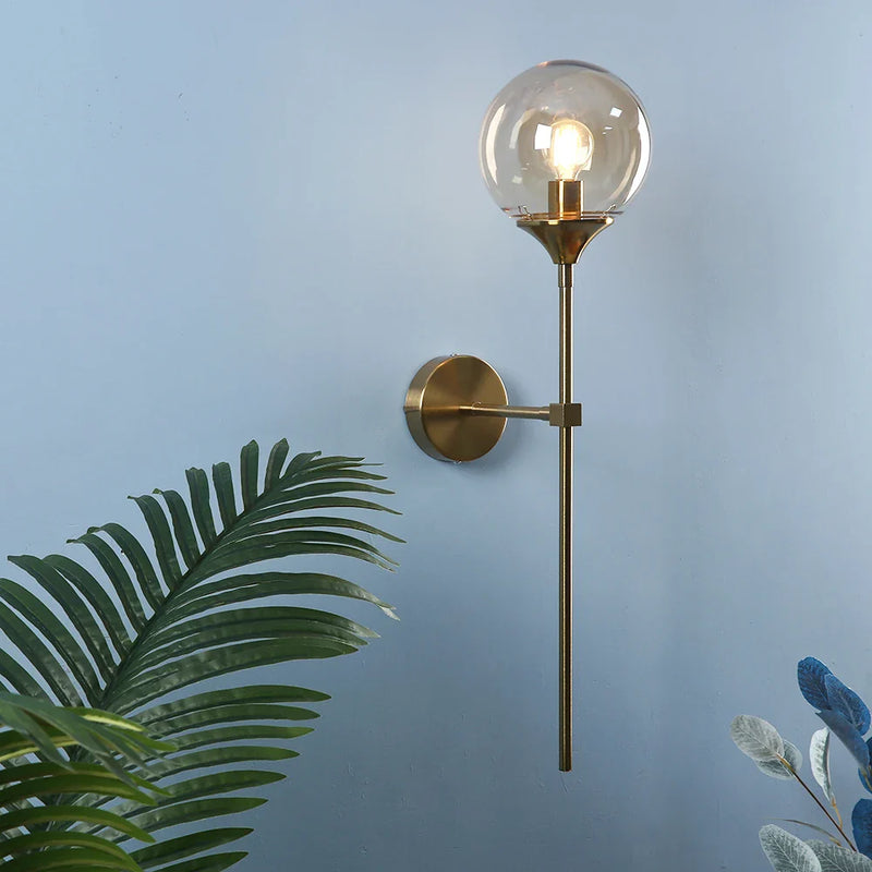 Axyaa Golden Touch Wall Sconces: Modern Glass Nordic Lighting Fixtures for Home Decor