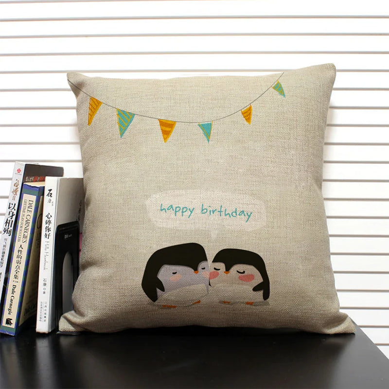 Animal Penguin Cushion Cover 45x45, Axyaa Brand - Cute & Funny Decorative Pillowcase