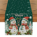 Snowman Holly Berry Candy Cane Table Runner by Axyaa for Indoor Outdoor Home Décor