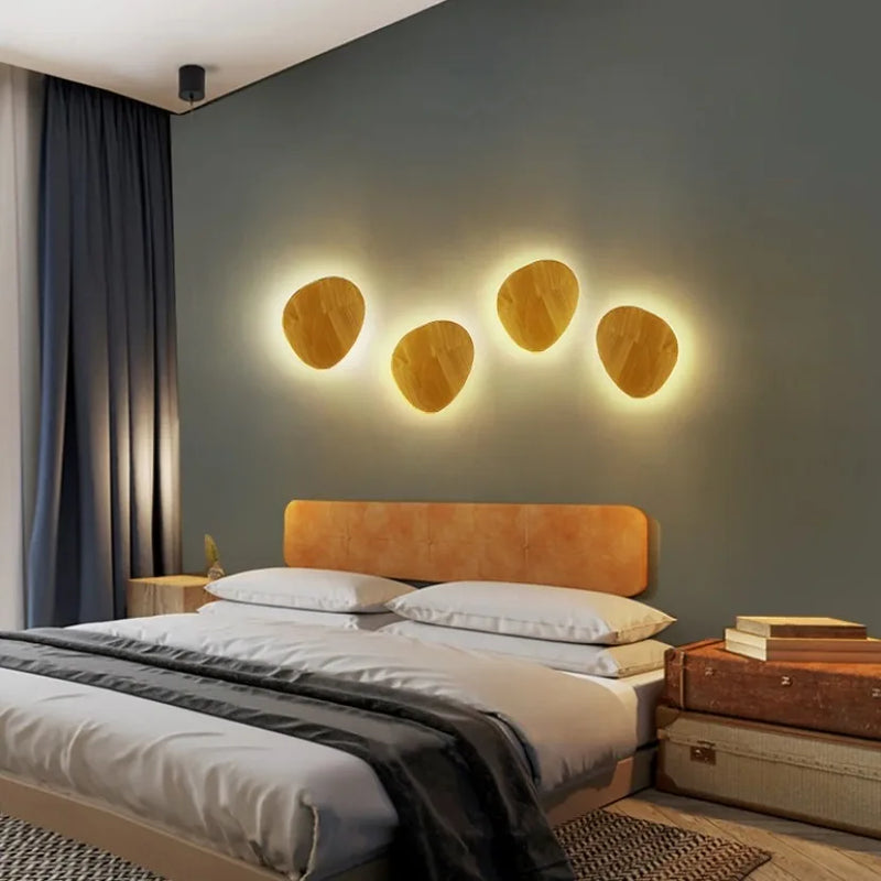 Axyaa Circular Wooden LED Wall Lamp for Bedroom Living Room Decor.