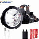 Axya LED Headlamp: Big Light Cup 18650 Rechargeable Waterproof Headlight.
