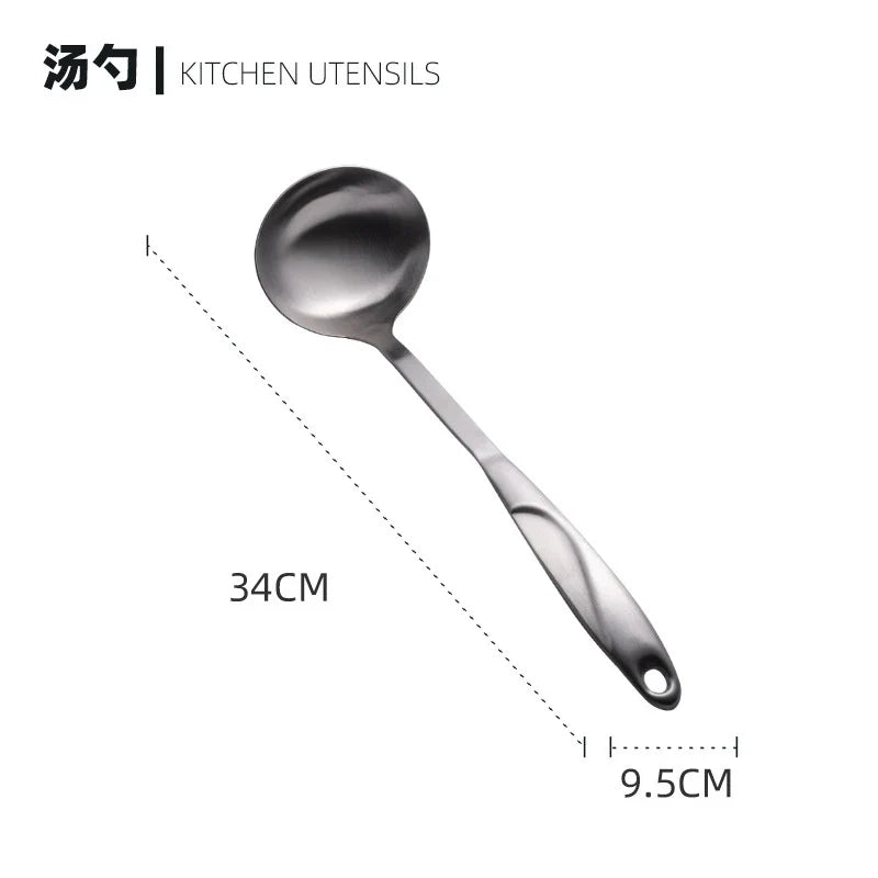 Axyaa Stainless Steel Kitchenware Set: Spatula, Rice Spoon, Colander, Utensils