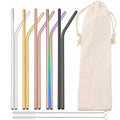 Axyaa Stainless Steel Straw Set - Mixed Colors, Reusable Drinking Straws
