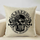 Axyaa Motorcycle Pattern Cushion Cover 45x45cm - Black and White Design