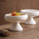 Axyaa White Ceramic High Legged Bowl for Snacks, Desserts, Puddings