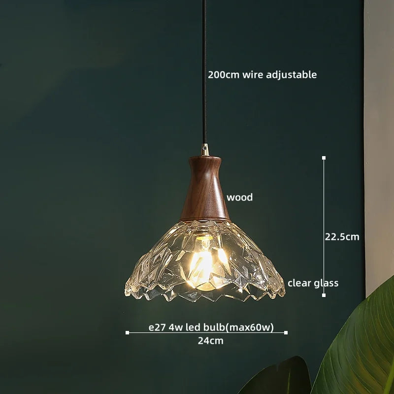 Axyaa Japanese Style LED Glass Pendant Lamp for Kitchen, Bedroom & Living Room