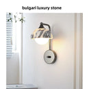 Axyaa Marble Stone LED Wall Sconce, Rotatable Switch, White Glass, Carbon Steel