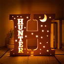Axyaa Personalized LED Name Wall Decor Night Light with Stars for Family, Couples, Kids - Wooden Lamp