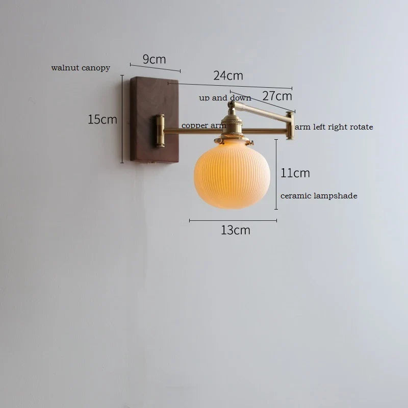 Axyaa Wood Canopy LED Wall Lamp with Pull Chain Switch