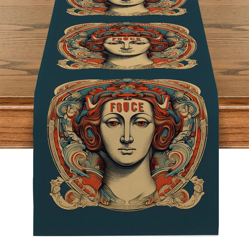 Axyaa Abstract Sculpture Pattern Table Runner for Wedding Party Dining Decor