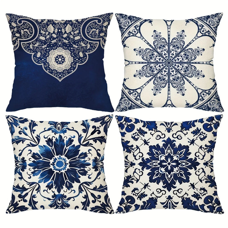 Axyaa Blue Floral Pattern Pillowcase - Home Decor Accent