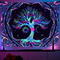 Axyaa Psychedelic Tree of Life Fluorescent Tapestry UV Wall Hanging