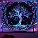 Axyaa Psychedelic Tree of Life Fluorescent Tapestry UV Wall Hanging