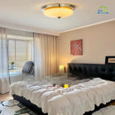 Axyaa French Retro Cream Glass Egg Tart Ceiling Light for Bauhaus Bedroom