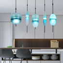 Axyaa Lake Blue Gradient Glass Pendant LED Chandelier for Home Decor