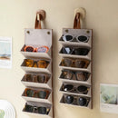 Axyaa Vintage Faux Leather Glasses Organizer with 4/6 Slots - Foldable Eyewear Case