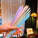 Axyaa Alloy Non-Slip Chopsticks Set - Good Luck Love Reusable Party Tableware