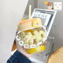 Axyaa Transparent Glass Water Bottle with Pearl Bracelet & Straw - 400ML