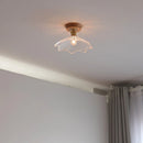 Axyaa Glass Wood LED Ceiling Lamp for Home Restaurant Living Room Decor