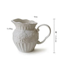 Axyaa Retro Relief Ceramic Vase Living Room Decor White Milk Pot vase