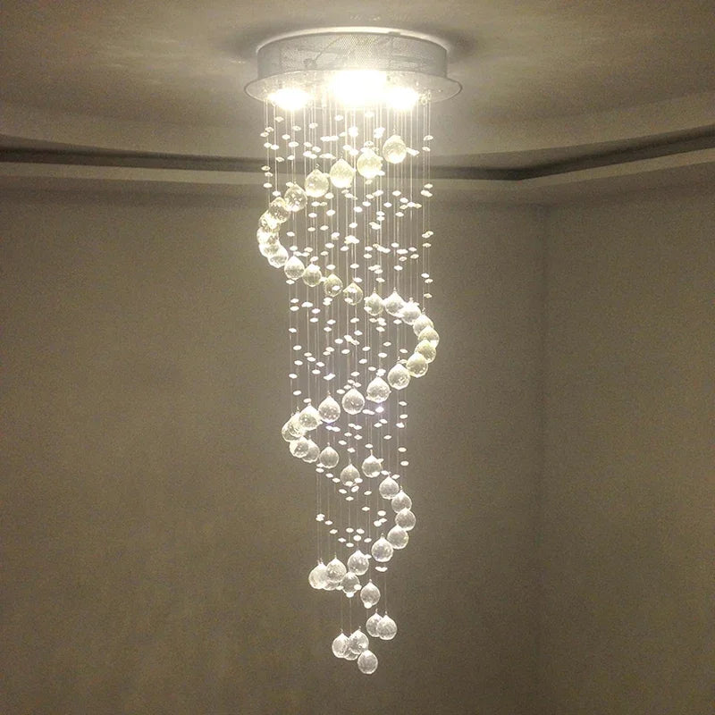 Axyaa Crystal Spiral Chandelier LED Lighting for Living Room Bedroom Hotel Hall