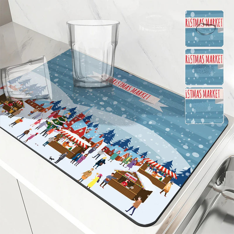 Axyaa Coffee Mat: Absorbent Rubber Backed Dish Drying & Bathroom Tableware Mat
