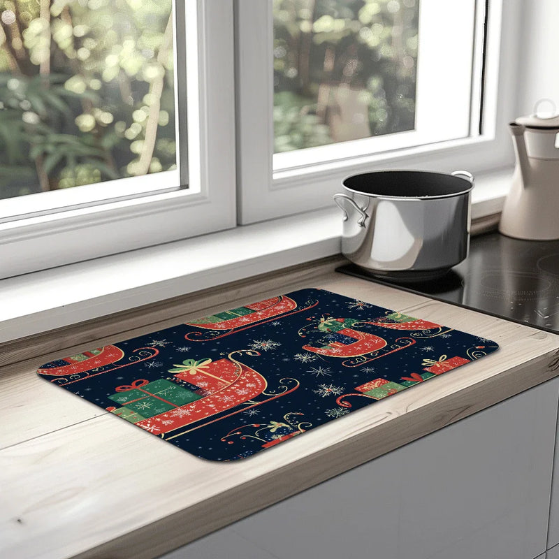 Axyaa Snowflakes Drying Mat: Absorbent Anti-Slip Placemat for Table Cup Drying Mats