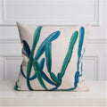 Axyaa Cactus Linen Cushion Cover 45x45cm for Home Decor - Green Plant Pillow Cover