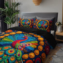 Axyaa Mexican Peacock Pattern Duvet Cover Set with 2 Pillowcases