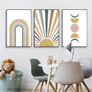 Axyaa Boho Rainbow Sun Moon Landscape Art Print Canvas Home Decor
