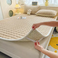 Axyaa Plush Velvet Mattress Topper Quilted Cover Bed Mat Linen Protection Pad